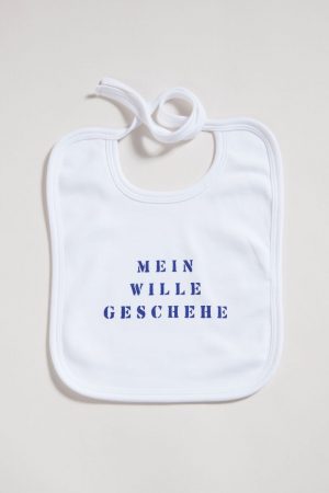 Mein Wille geschehe - handbedrucktes Lätzchen aus Biobaumwolle von Elternhaus